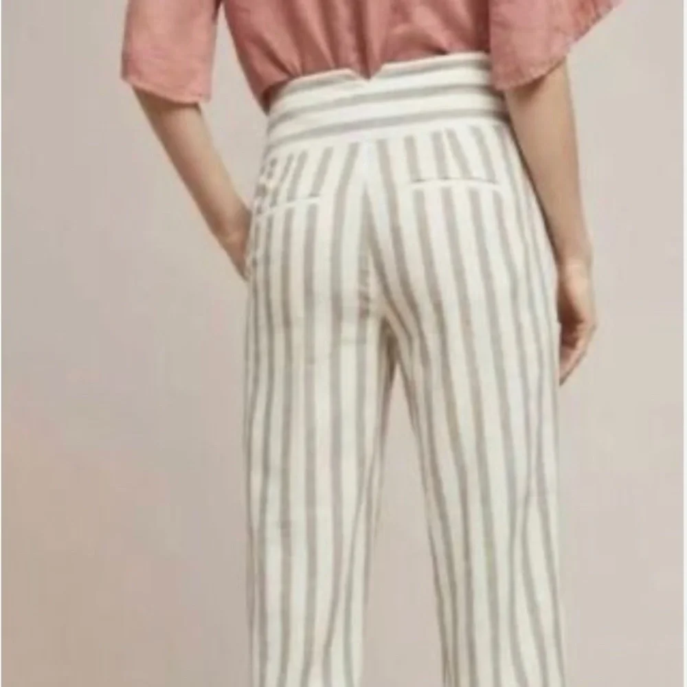 Antropology linen blend high waist striped pants - Picture 3 of 12